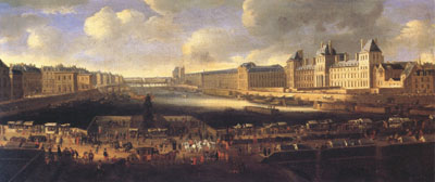 View of Paris with the Louvre (mk05)
